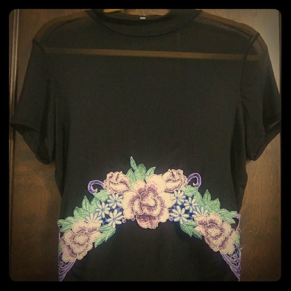 Mesh Floral Crop Top